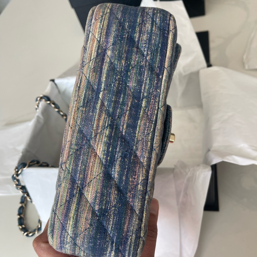Chanel Blue and Gold Quilted Crossbody Bag Mini - Picture 6 of 15